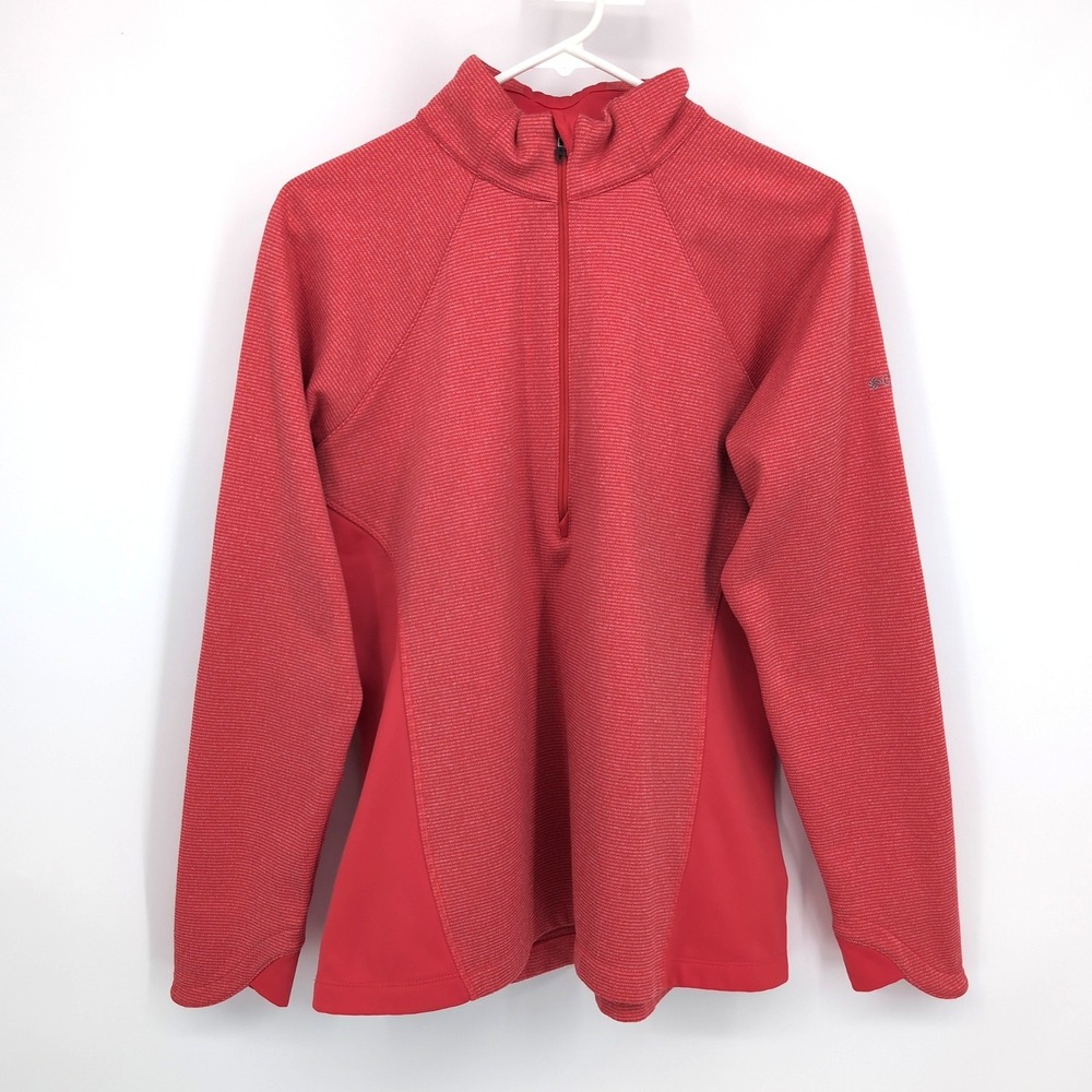 Columbia Pullover Red Quarter Zip Textured Fleece Women's XL